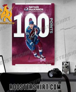 Congrats Nathan MacKinnon 29 Colorado Avalanche 100 Points Poster Canvas