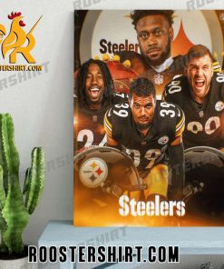 Minkah Fitzpatrick And Joey Porter Jr And TJ Watt And Patrick Queen Pittsburgh Steelers 2024 Poster Canvas